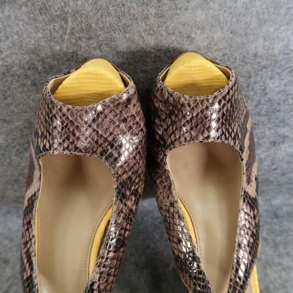 Saks Fifth Avenue Shoes Womens 9 Platform Pumps Slingback Peep Toe Snake Fashion - Picture 9 of 16